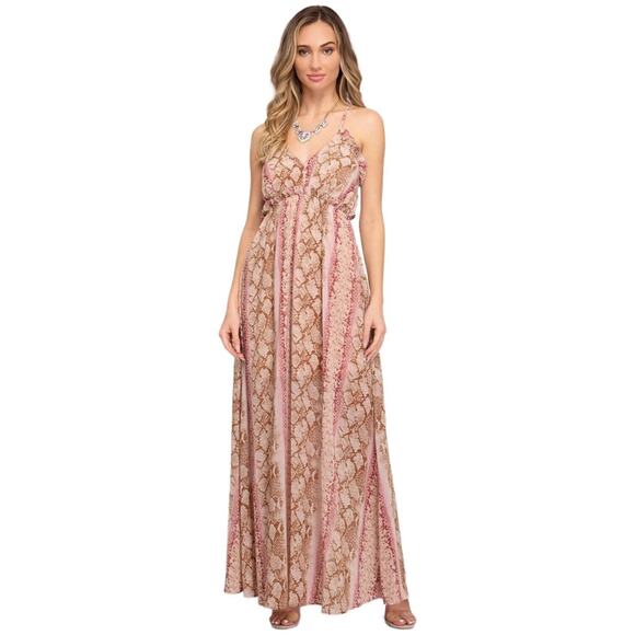 She & Sky Dresses & Skirts - She Sky Maxi Dress Womens Medium Pink Snake Sheer Fairycore Whimsigoth Boho